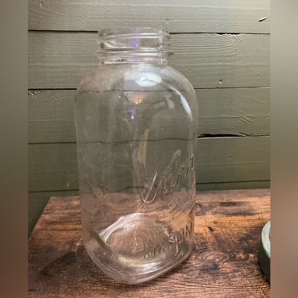 Antique Clear Kerr Mason Jar | 9.5” Vintage Farmhouse Decor - Picture 5 of 5